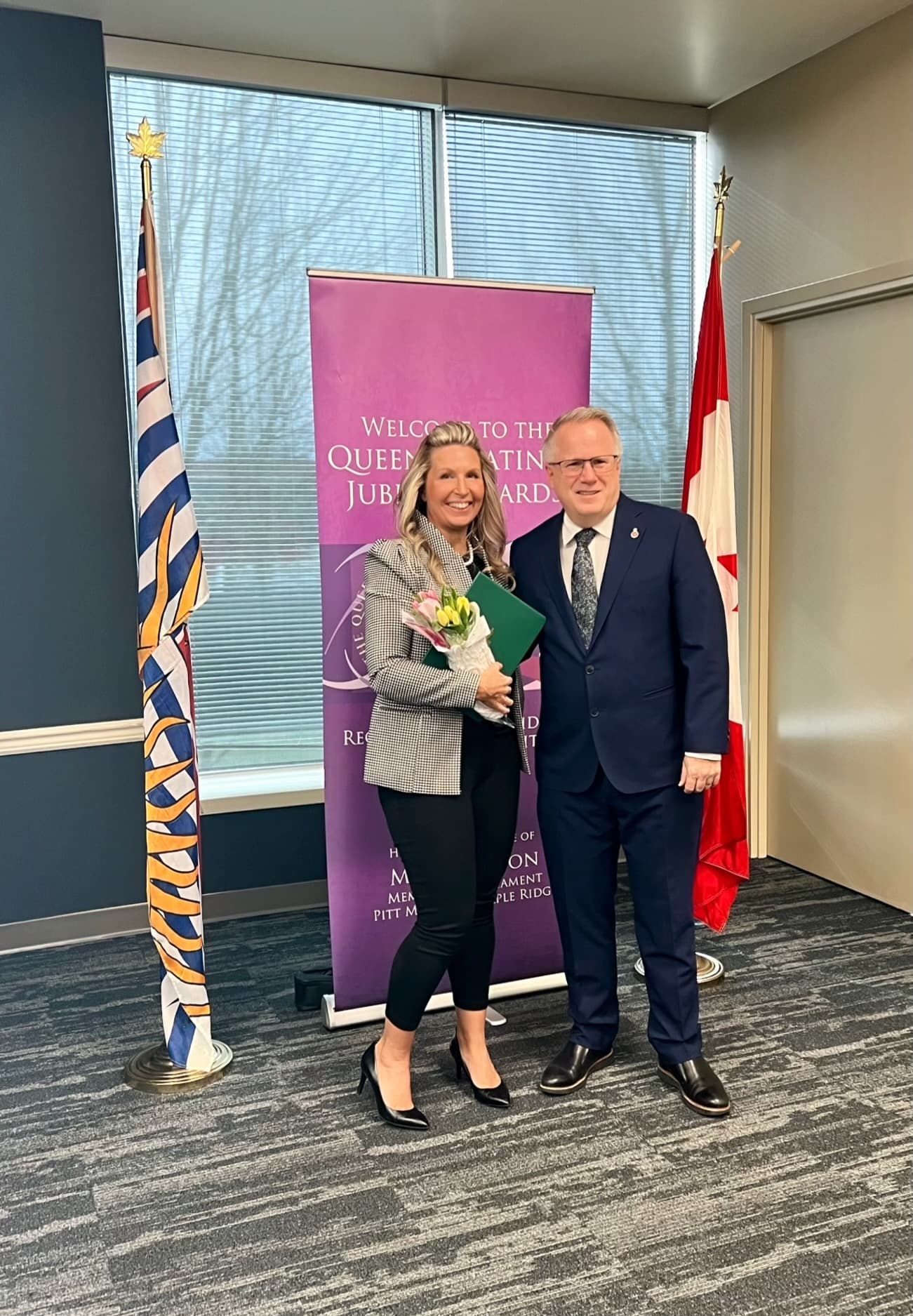 Chelsa Meadus receiving the Queen Elizabeth II Platinum Jubilee Medal